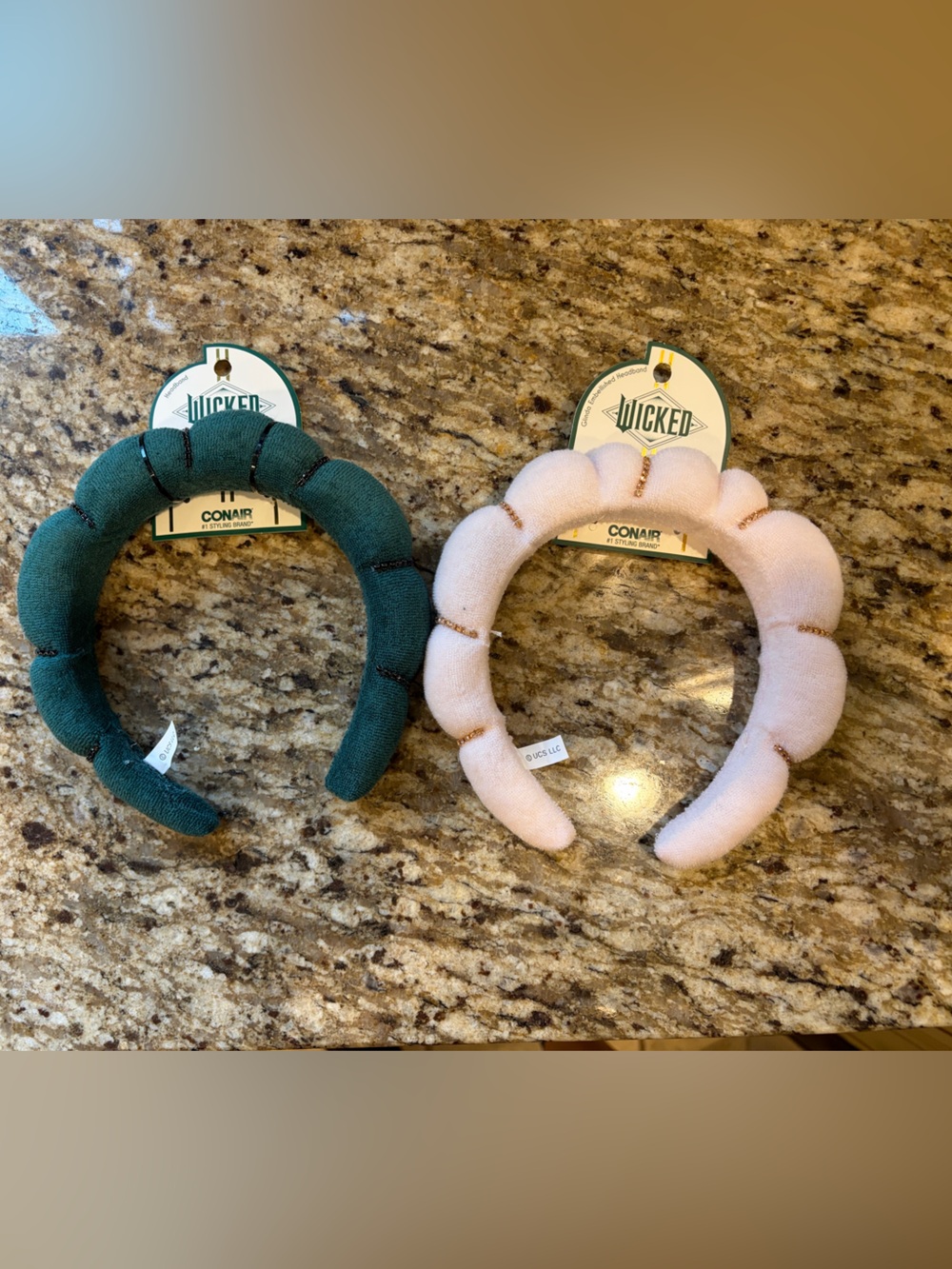 Wicked Conair Padded Headband — Pink Dark Green Set NEW Elphaba Glinda